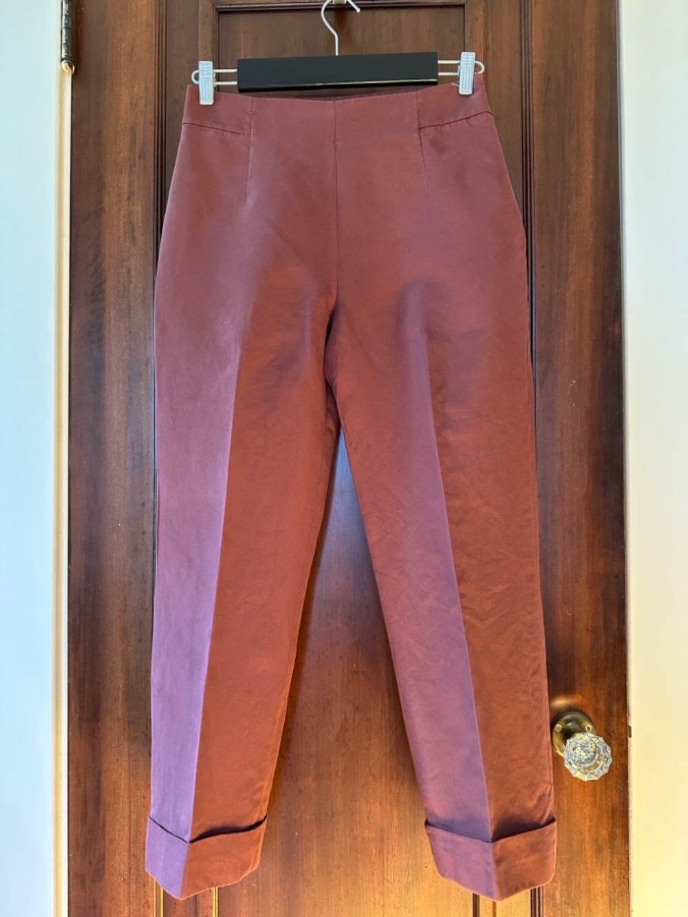 Tailored Cotton Pants in Rust Brown